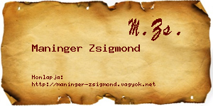 Maninger Zsigmond névjegykártya